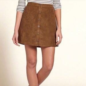 Hollister button up faux suede skirt